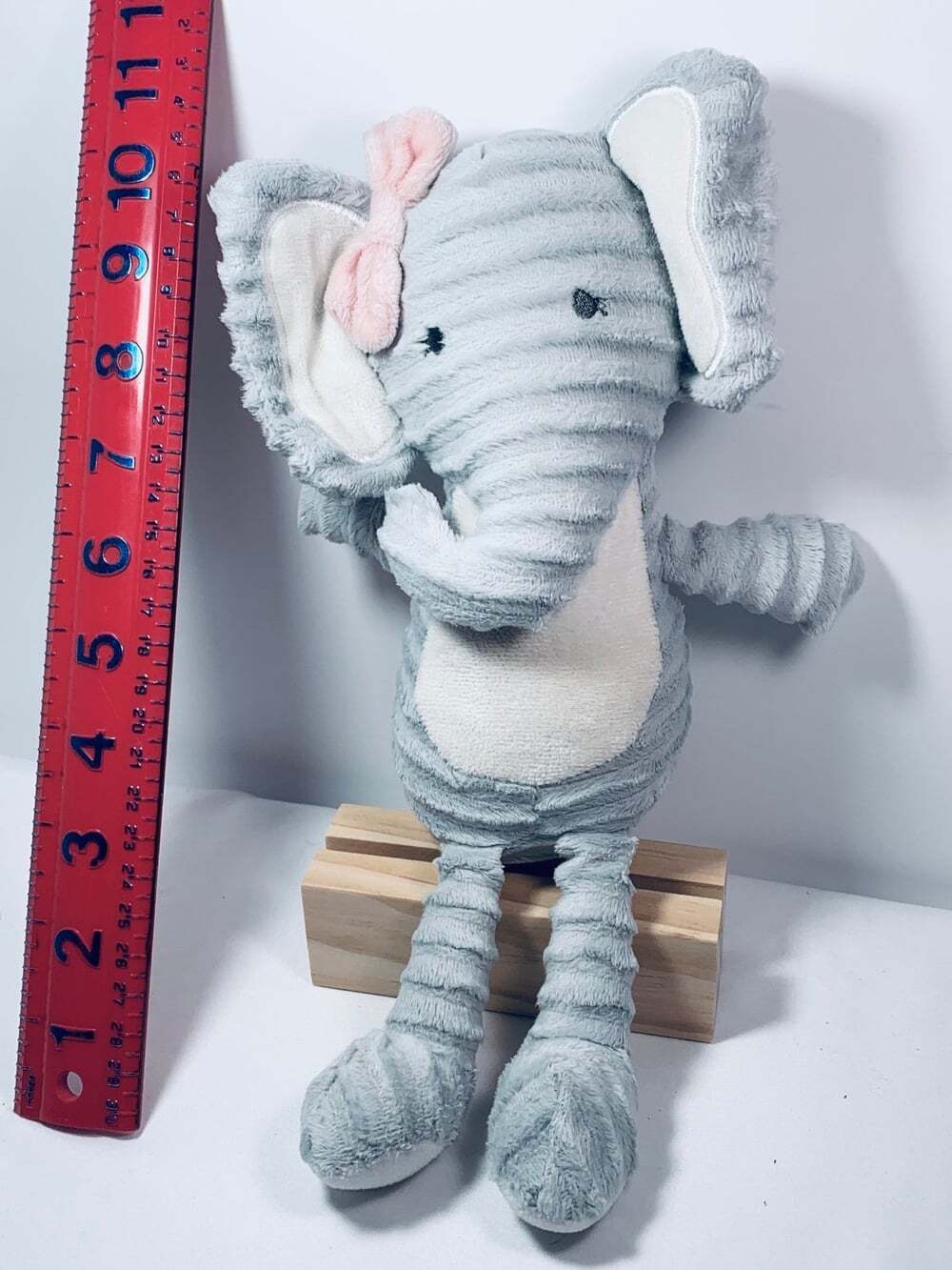 Chick Pea Gray Elephant Ribbed  baby Plush 11"